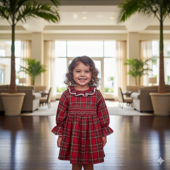 Bonnie Jean Red Plaid Ruffle Dress Size 2T - Picture 1 of 9